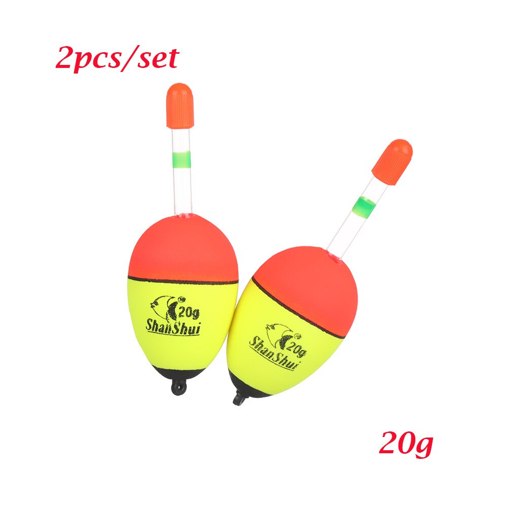 2Pcs EVA Luminous Fishing Night Float Light Stick Foam Plastic Bobber Sea Rock Fishing Striking Floats 5/8/10/15/20/30/40/50/60g: 20g