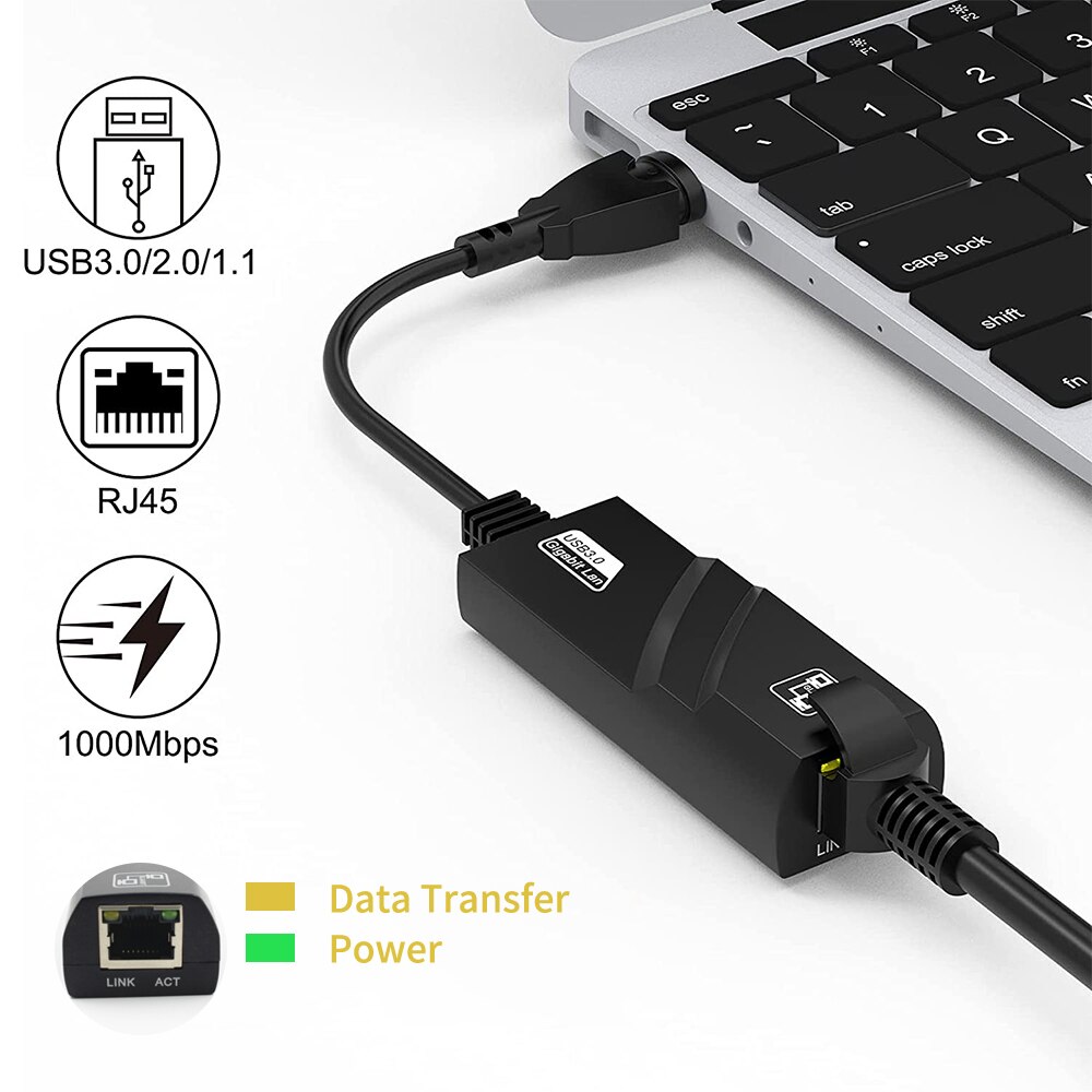 FENVI Adattatore Ethernet USB 3.0 a RJ45 - Scheda di Rete LAN Gigabit 1000Mbps per Macbook Laptop