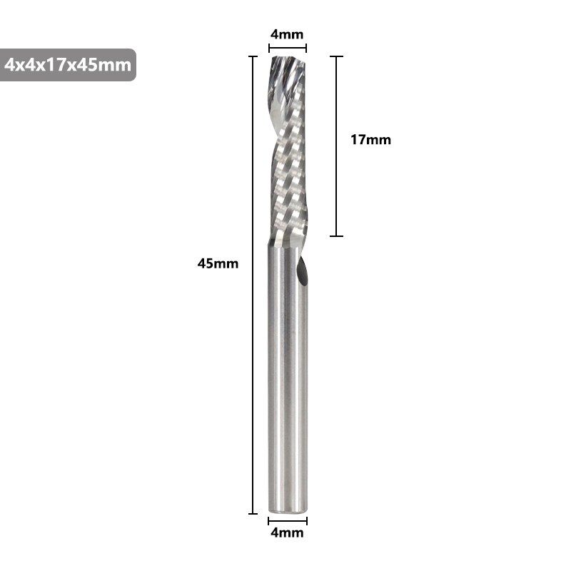 Single Flute End Mill Tungsten Carbide Milling Cutter 4-6mm Shank Router Bit For Aluminum Cutter Drill Bit Spiral Router Bits: 4x4x17x45