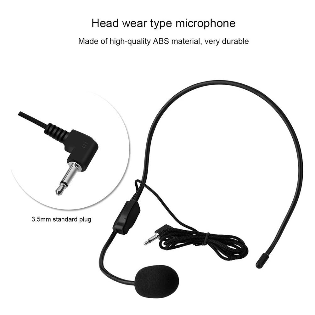 Portable External 3.5mm Hands-Free Wired Microphone Head-mounted Mic for Teaching Loudspeaker phone computer Notebook