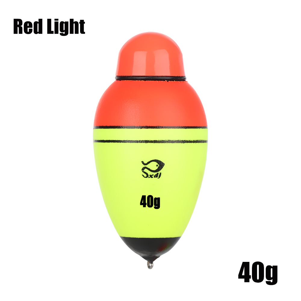 Galleggiante da pesca elettronico 1PC con 1 cella a bottone notte schiuma Eva bastone leggero in plastica attrezzatura da pesca portatile 20g/30g/40g/50g/60g: Red Light-40g