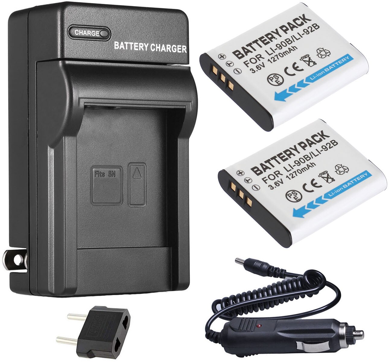Batería (paquete de 2) + cargador para Olympus Stylus Tough TG1 iHS, TG2 iHS, TG3, TG4, TG5, TG6, TG-6, TGTracker cámara Digital: 2B and Wall Charger