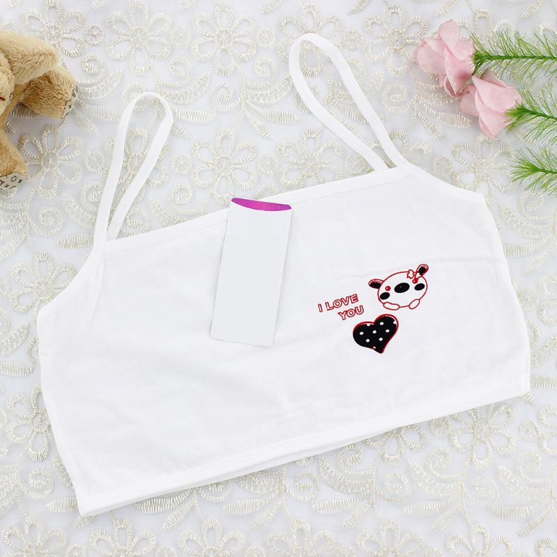 Puberteit Jonge Meisjes Training Beha Cartoon Bear Heart Print Katoenen Ondergoed 6-14T 24BE