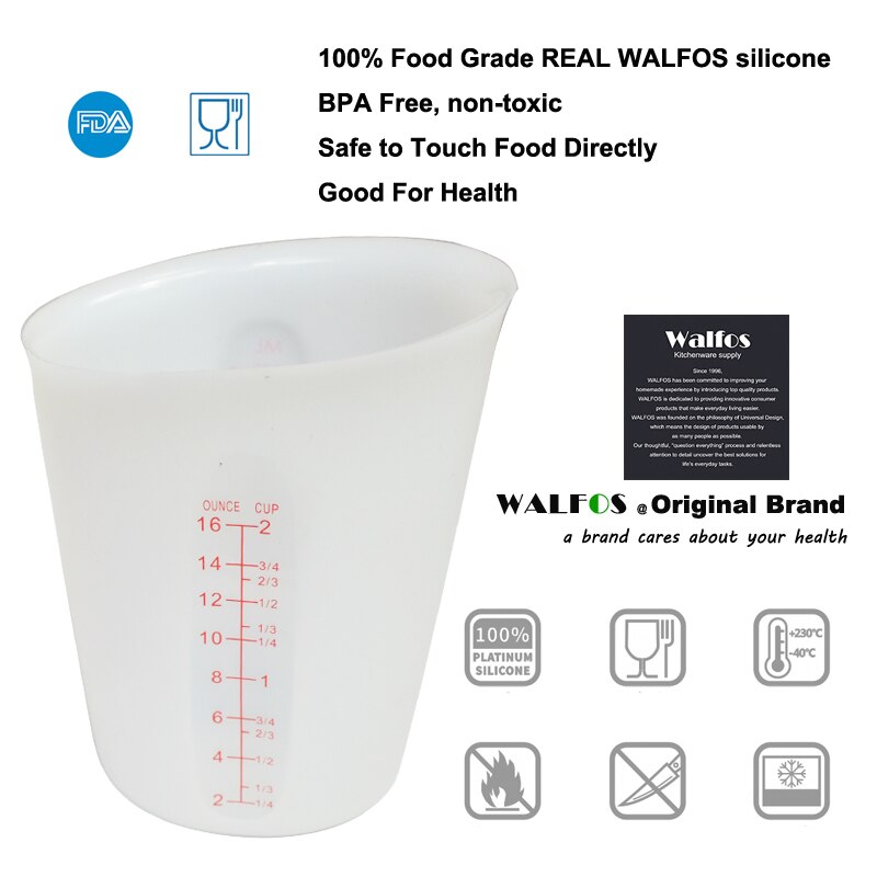 WALFOS-tazas medidoras de silicona flexibles, Alimentaria, 500ml, cuchara de medir, utensilios para hornear, utensilios de repostería para Cocina
