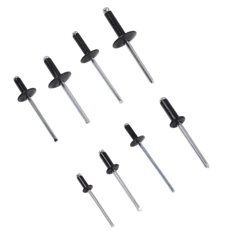 200Pcs Black Blind Rivets Aluminium Rivets High Strength Round Head Blind Rivet Assortment Kit Countersunk Rivets Screws