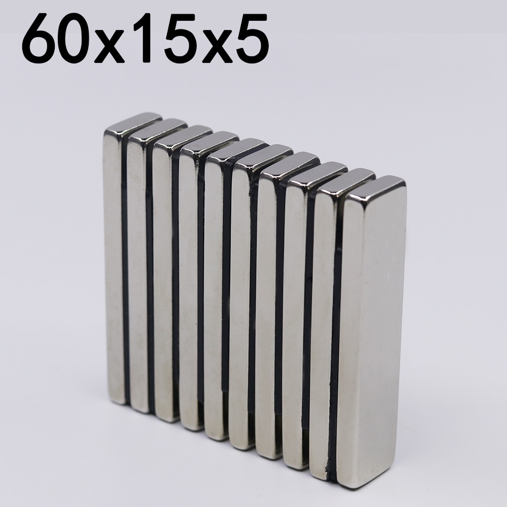 1/2/5Pcs 60X15X5 Neodymium Magneet 60Mm X 15Mm X 5mm N35 Ndfeb Blok Super Krachtige Sterke Permanente Magnetische Imanes
