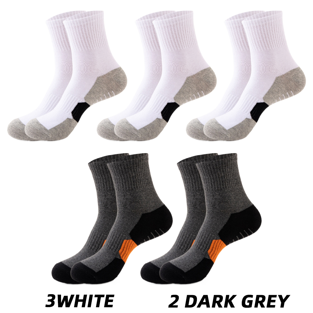 5 Pair Winter Men Socks Cotton Black Leisure Business Long Socks Walking Running Hiking Thermal Socks For Male Plus Size 38-48: Blue White