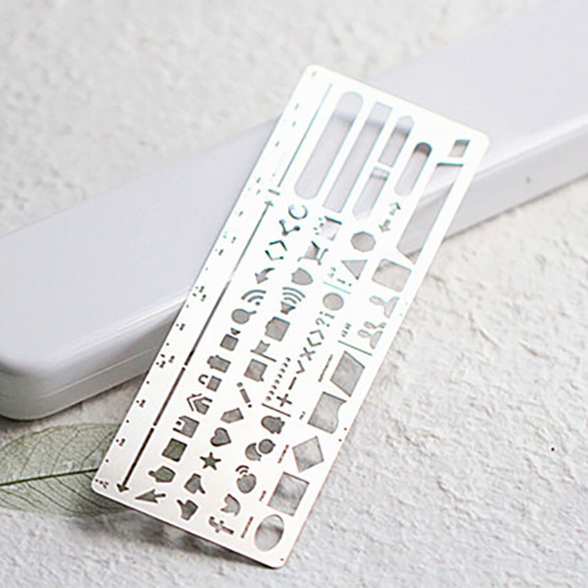 Multifunctional Stainless Steel Ruler DIY Geometric Drawing Template Rulers Multi-pattern Heart Star Hollow Ruler Diary Tools: Web ruler