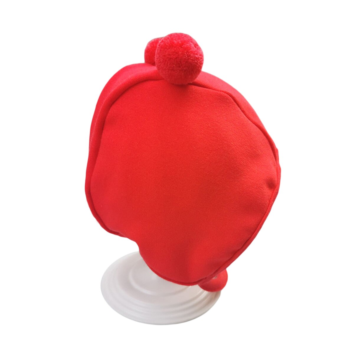 Winter Baby Boy Girl Warm Cap Hat No-Brim Plush Ball Hat Beanie Bear Ears Solid Strap Caps