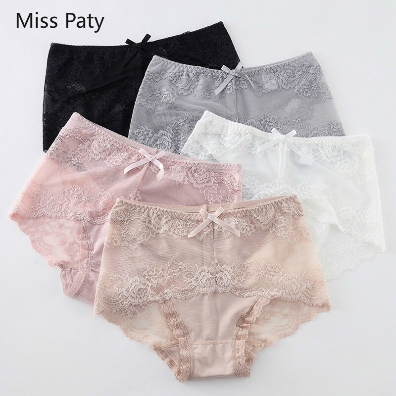 5pcs/lot M L XL XXL XXXL women's sexy hollow lace transparent briefs seamless pants cotton seamless large size panties plus size