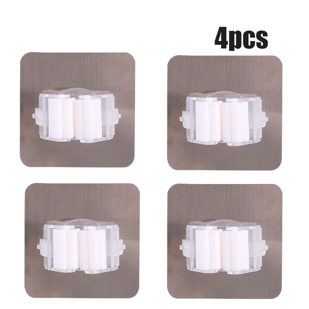 Multifunctionele Haken Mop Houder Wandmontage Organizer, borstel Bezem Hanger Haak Keuken Badkamer Waterdichte Wand Haak Self-Adhesiv: 4pcs White Hooks