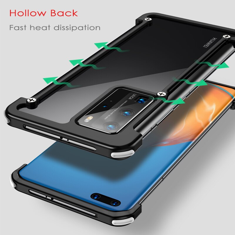 Phone Case For Huawei P40 P40 pro plus luxury Metal Frame Shape With Airbag Shockproof original case Bumper Back Bover Cool Case