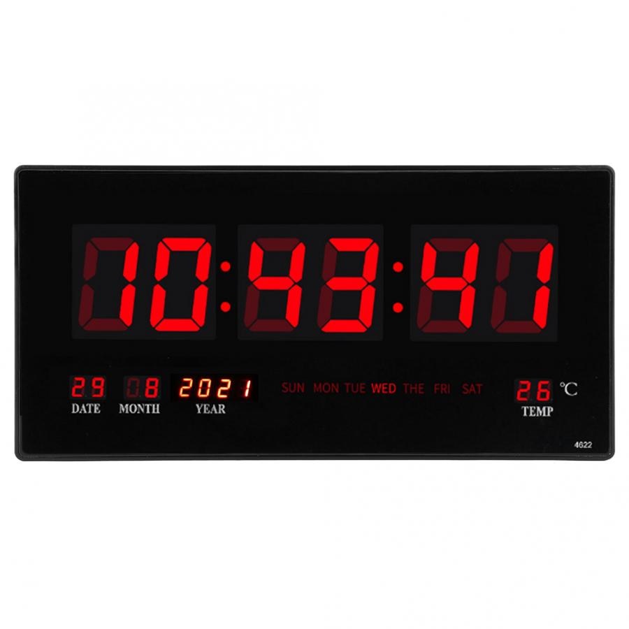 Wall Digital Clock LED Electric Calendar Wall Clock with Noctilucence Home Bedroom Office EU Plug 110-220V Hanging Clock