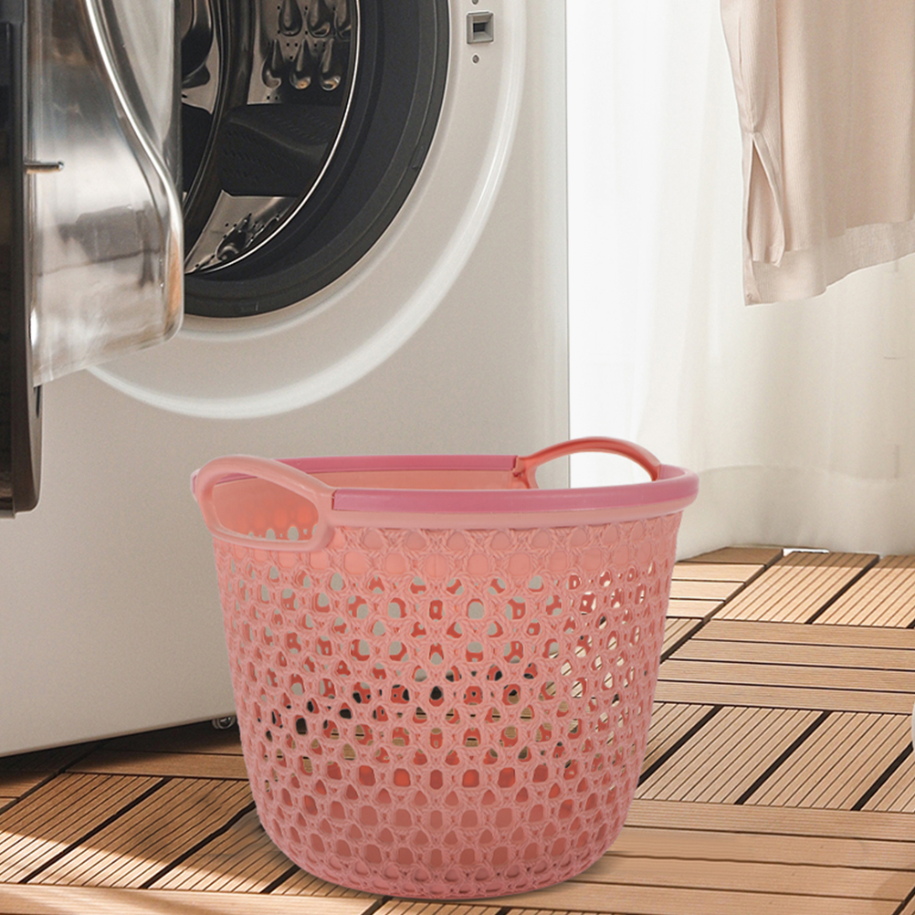 Flexible Laundry Basket Plastic Hamper Dirty Clothes Hamper Toy Bin Portable Round Bin Carry Handles Clothes Bedroom: Default Title