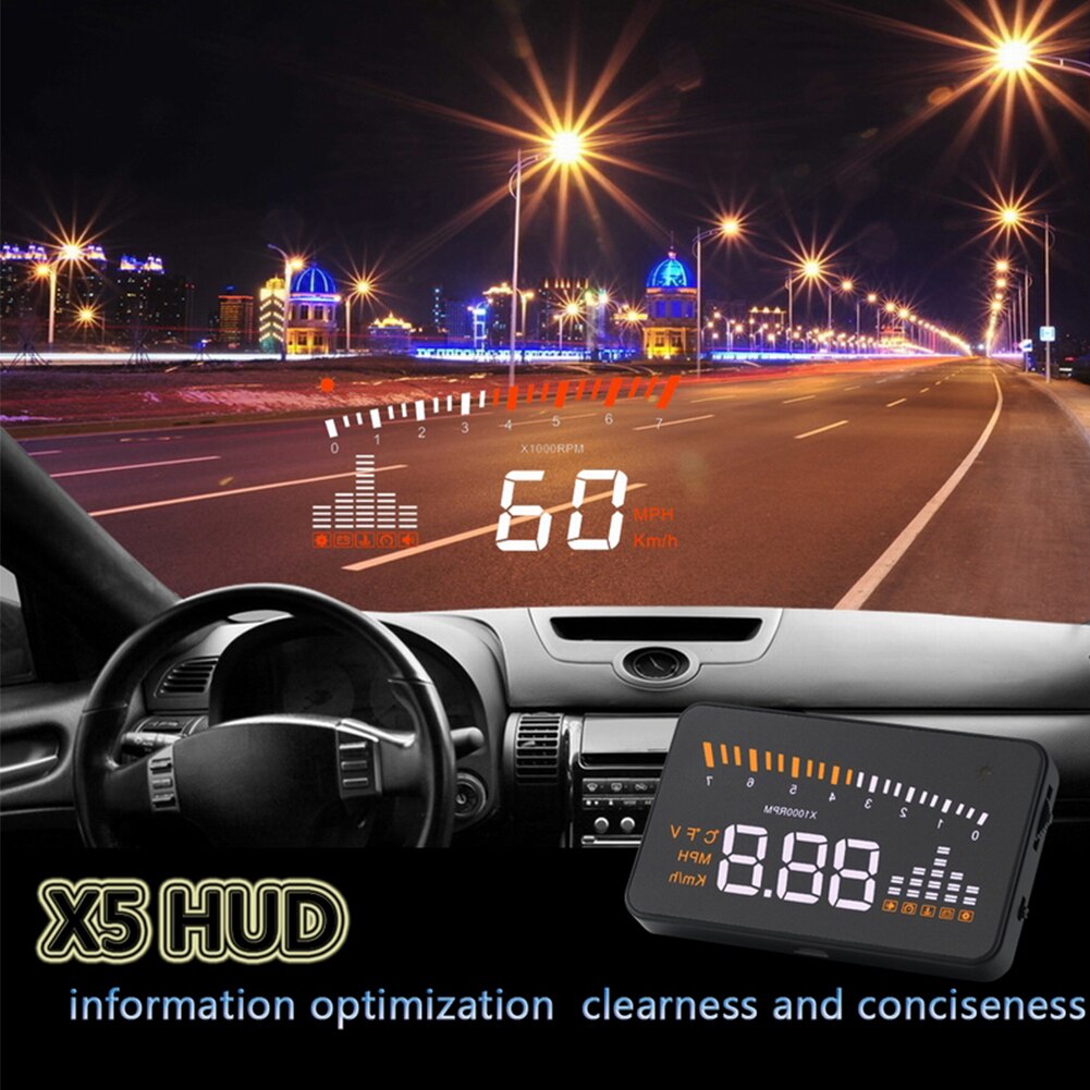 Car OBDII HUD Head Up Display Windscreen Projector Speed Warning System With Non-Slip Mat Reflection Film 3inch Screen HUD