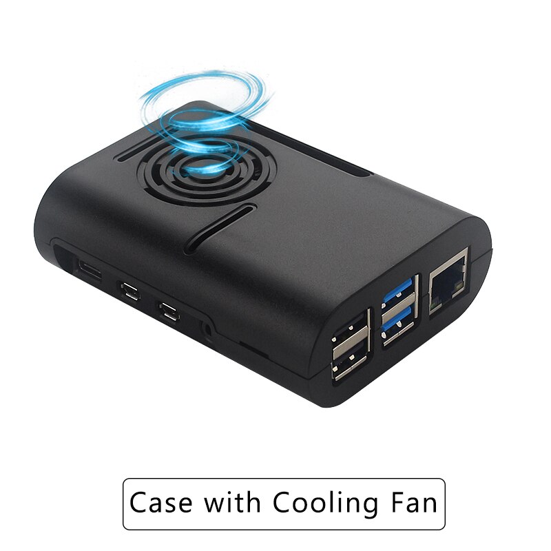 Raspberry Pi 4 Model B Case Abs Shell Plastic Huis Koelventilator Heatsink Hdmi-Compatibele Kabel Voeding Adapter voor Pi 4