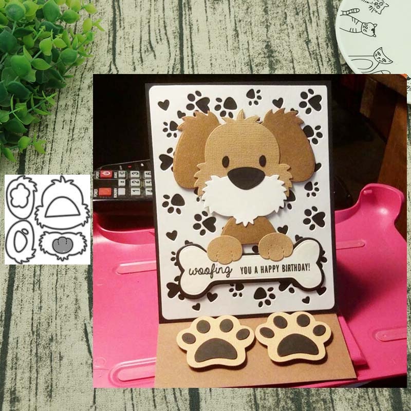 Dyr manke hund metall skjæringe dør scrapbooking album papir håndverk håndlaget kort sjablong kunst kutter
