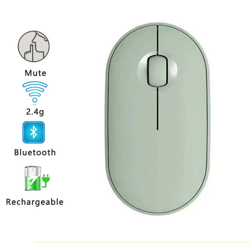 Drahtlose Maus Wiederaufladbare Bluetooth Stille Ergonomische Computer Verbinden Multi Gerät Für iPad Mac Tablette Macbook Luft Laptop PC: dual mode grün