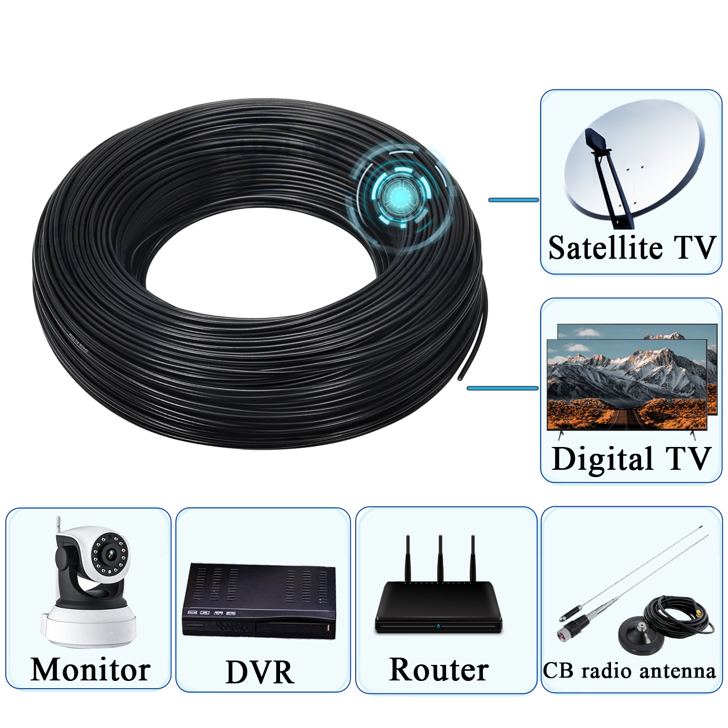 Cavo coassiale RG174 Cavo coassiale flessibile per fili Router di rete RF Cavo di prolunga 50Ohm 10m 20m 30m 40m 50m 100m