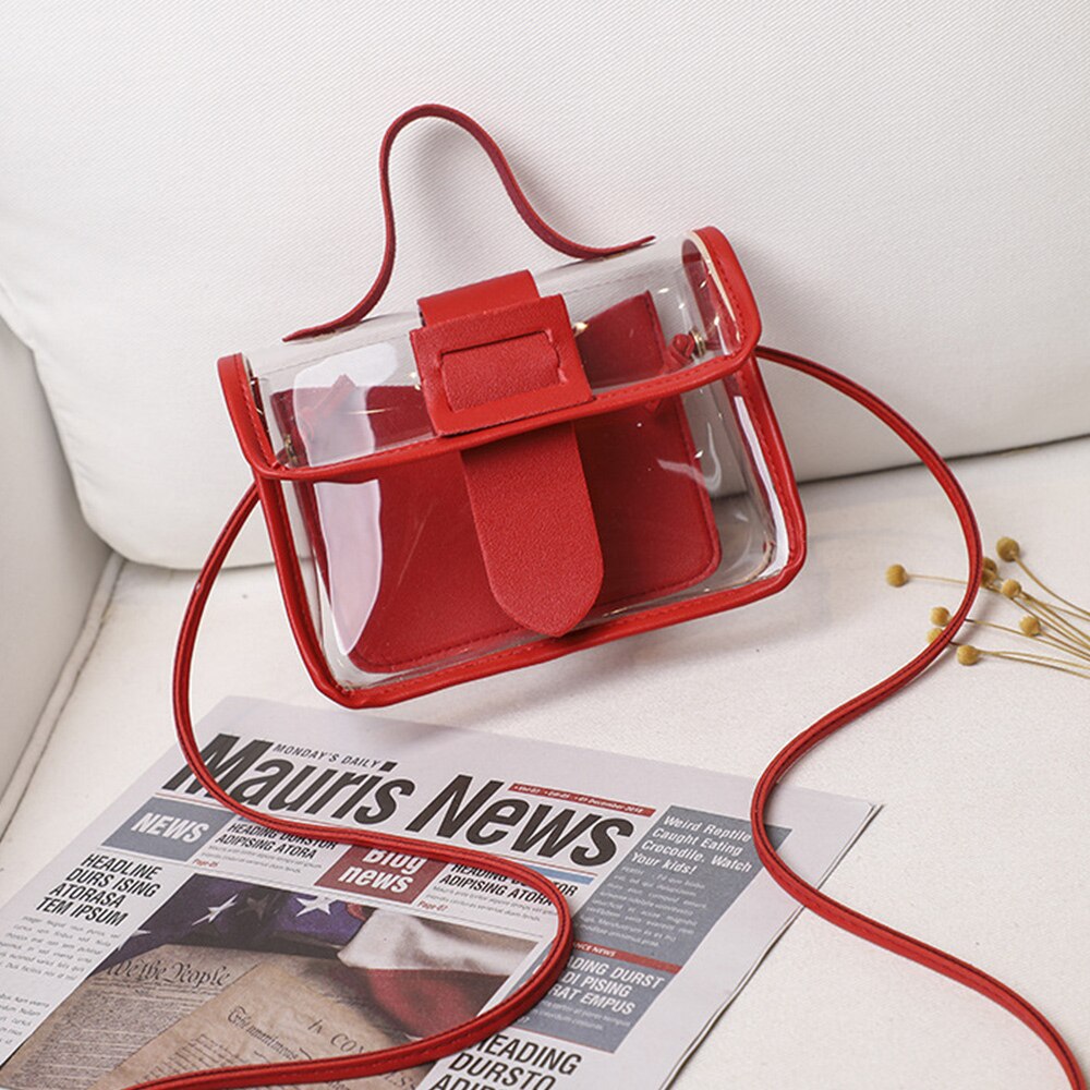Nouvelle dames gelée transparente petit sac femmes grande boucle sac à bandoulière sacs à bandoulière voyage sac à main pour femmes: Rouge