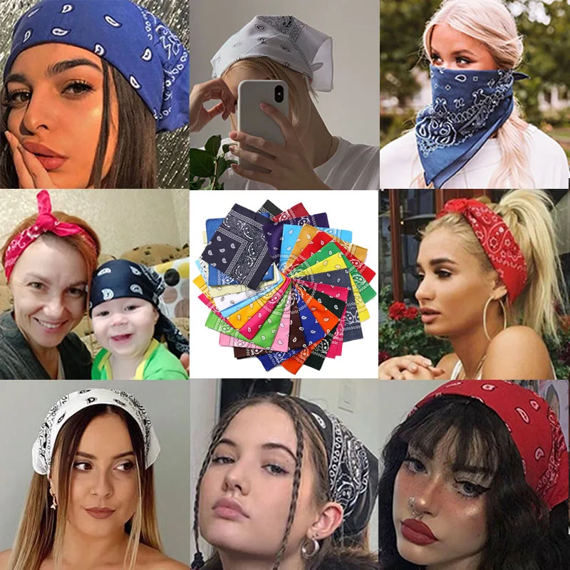 mujer Bandana bufanda niñas niños Punk pañuelos cuadrados sombreros bohemio pañuelo para la cabeza diademas accesorios para el cabello