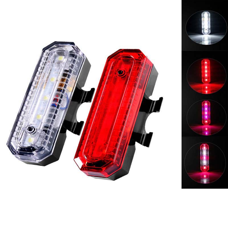 4 Modes Fiets Licht Kleurrijke Oplaadbare LED Achterlicht Super Heldere Fiets Achterlicht Veiligheidswaarschuwing Lantaarn