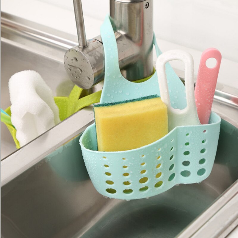 Cesta de almacenamiento colgante para fregadero, bolsa escurridora, estante para grifo, esponja, soporte para cepillo para jabón, utensilios para el baño ajustables, 1 ud.