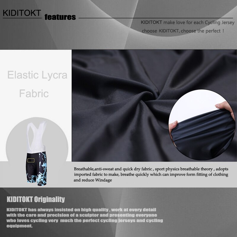 KIDITOKT Men Shockproof Quick-Dry Cycling Bib Tights 100% Lycra Bib Bicycle Shorts Breathable Mountain Bike Shorts Outdoor