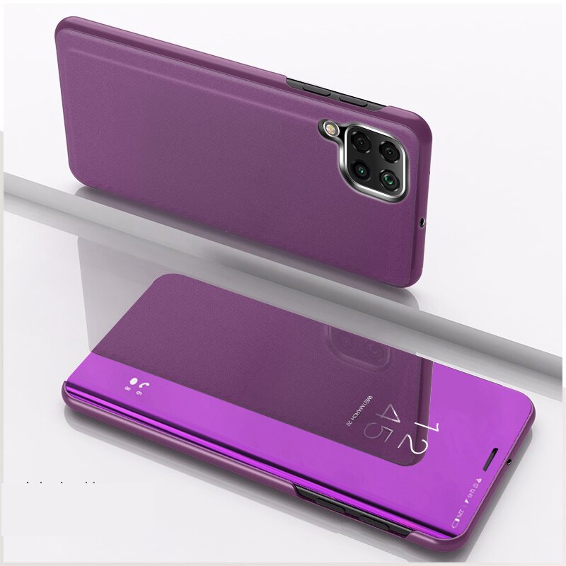 Voor Samsung A12 Case Flip Spiegel Stand Phone Case Voor Samsung Galaxy A12 Case Luxe Beschermende Een 12 Fundas Coque 6.5 Inch Capa: purple