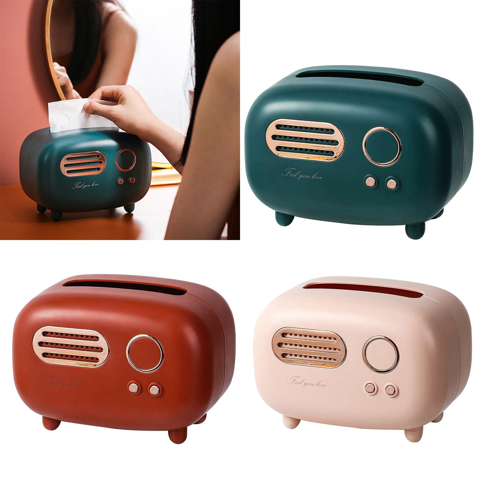 Retro Radio Tissue Box Cover Removable Paper Dispenser Tissue Holder for Coffee Shop Bar Wine Cellar Restaurant Decorative