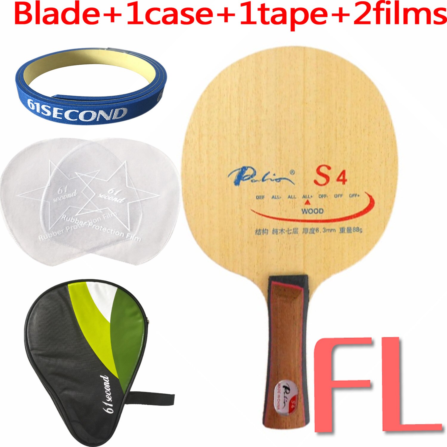 Palio S4 (S-4, S 4), raqueta de tenis de mesa de madera para raqueta de ping-pong: FL with H 1 case