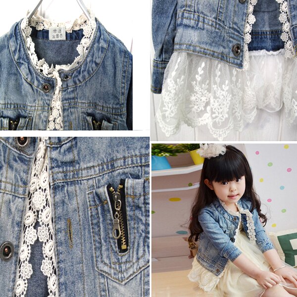 Baby piger børn blonde cowboy jakke denim top knap jean frakke kostume langærmede outfits