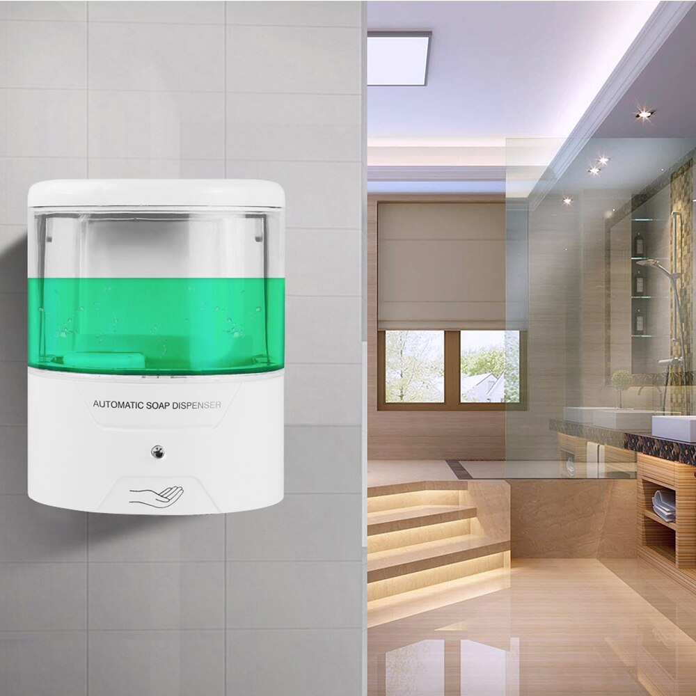 Dispensador de jabón líquido inteligente por inducción infrarroja blanco de 600 ml, Sensor sin contacto, dispensador automático de jabón para Cocina