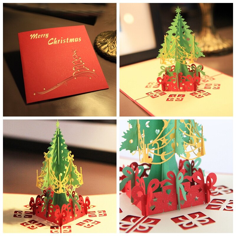 Card 3D pop-up Christmas tree greeting card unique postcard invitation Christmas card
