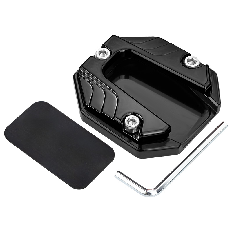 Universal motocicleta bicicleta kickstand extensor base pé suporte lateral extensão pé almofada suporte placa de estacionamento acessórios moto: Preto