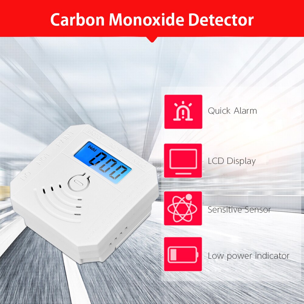 Sensor Koolmonoxide Meter Digitale Waarschuwing Rookmelder Detector Batterij Aangedreven Co Gas Detector Analyzer Security Alarm