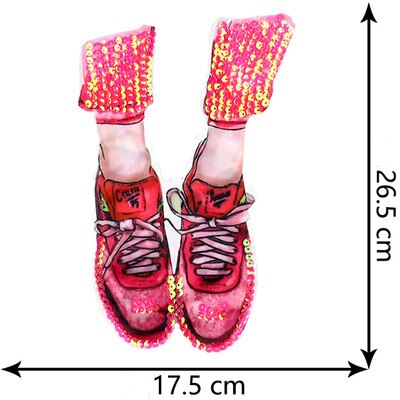 Grote Borduurwerk Auto Sequin Doek Stickers Kleding Patch Jas T-shirt Gat Stickers Cartoon Decoratieve Stickers E-02: Pink shoes
