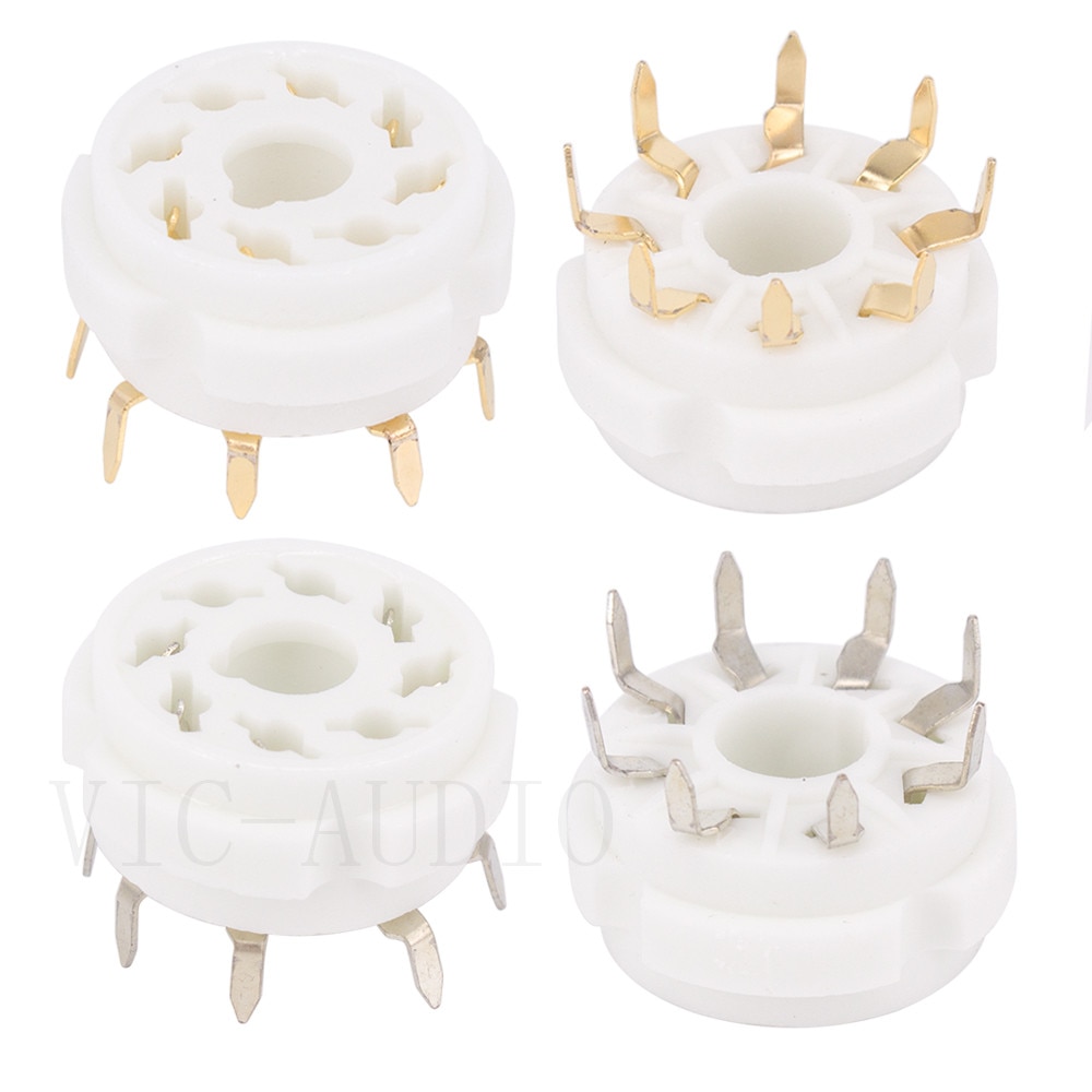 10PCS Ceramic K8A 8Pin Vacuum Tube Socket PCB Mount Gold Octal Valve Base For KT88 EL34 6SN7 6SL7 6CA7 EL34 GZ34 Vacuum Tube Amp