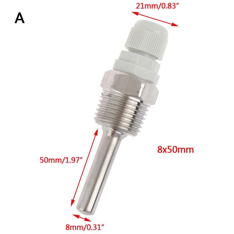 50-200mm Acero inoxidable Thermowell 1/2 "NPT roscas para sensores de temperatura Ajuste de tubo de 6mm de diámetro: 50mm