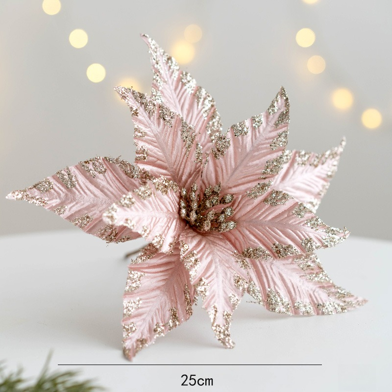 Seksfarget stoff simulert juleblomst juletre og julekransdekorasjon julegirlande jul: Mintgrønn