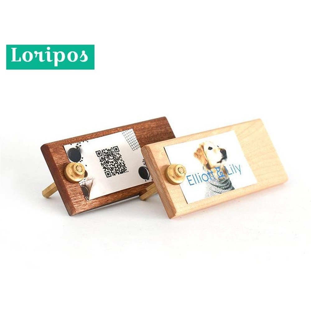Brass Solid Wood Price Tag Display Table Postercard Clip Memo Holder Desk Name Card Clip Ins Label Holder Board Wood Photo Stand
