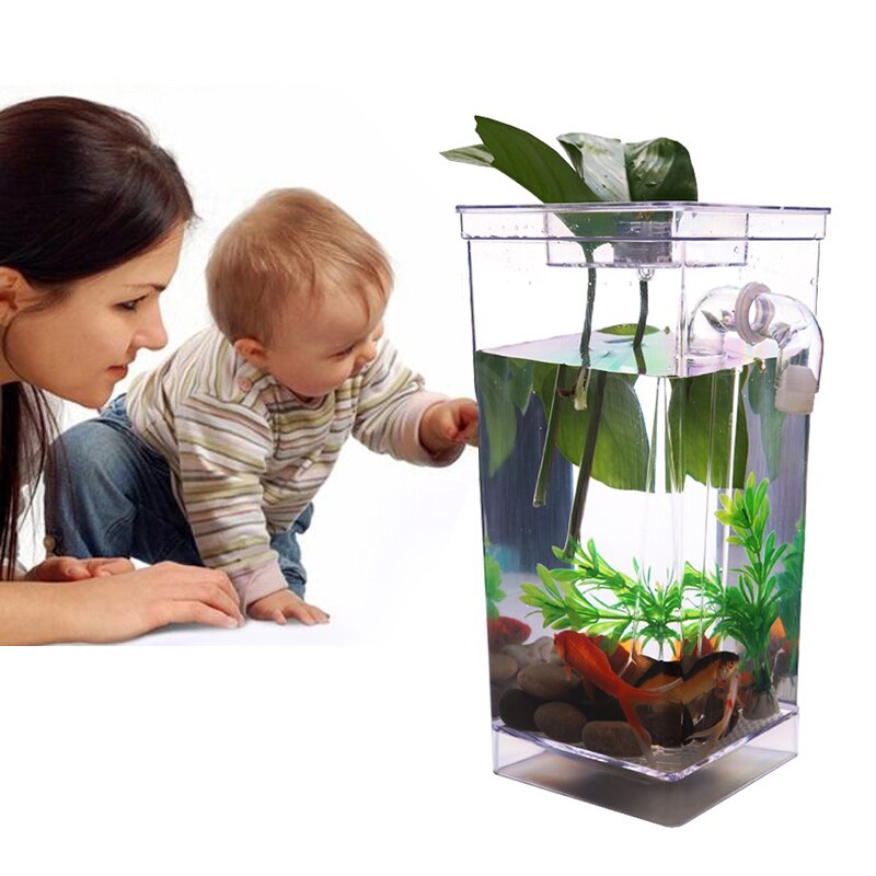 TV Transparent My Fun Fish Self Cleaning Tank Complete Aquarium Setup Volume 1L Aquarium Setup Lovely Cute