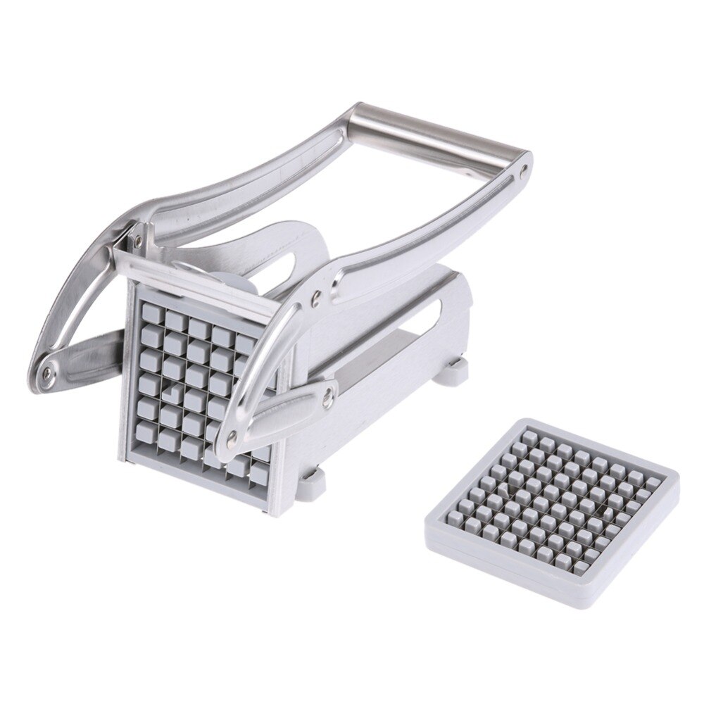 Stainless Steel Home French Fries Maker Potato Chips Strip Slicer Cutting Potato Cutter Chopper French Fry Maker + 2 Blades