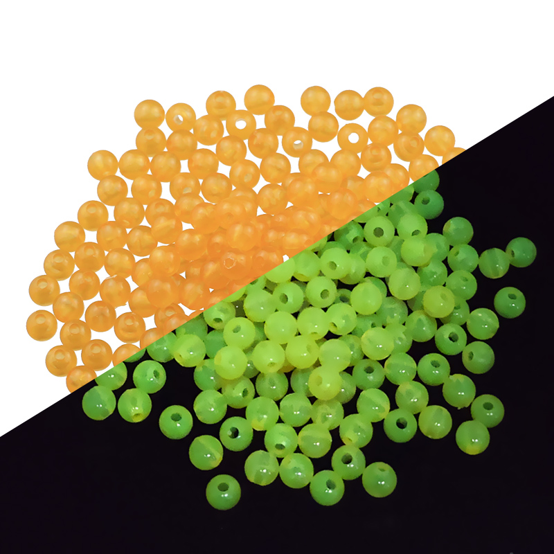 50 ~ 200 Uds. Cuentas sueltas redondas acrílicas luminosas blancas, verdes y azules que brillan en la oscuridad para fabricación de joyería, pulseras DIY de 6/8/10MM