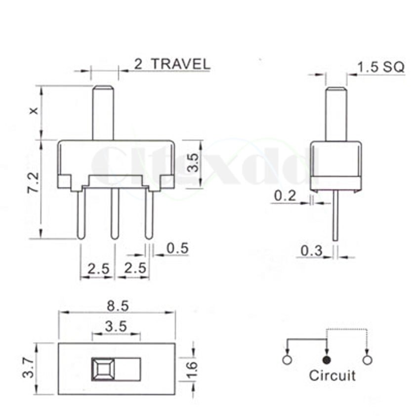 20Pcs Ss12d00 Mini Schuifschakelaar 3Pin Schuifschakelaar 1P2T 2 Positie Schakelaar Handvat Lengte: 3Mm/4Mm/5Mm/