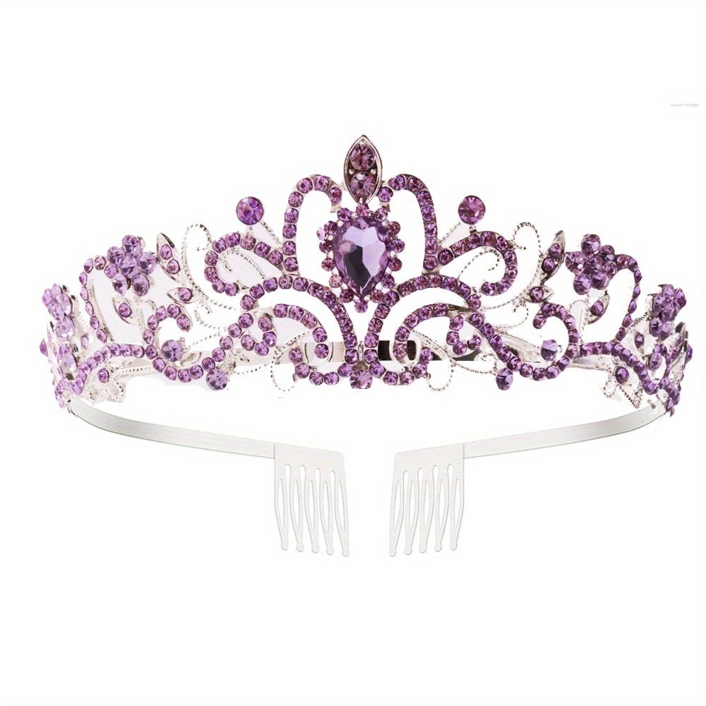 Bruiloft Haar Tiara Kristal Bruids Tiara Kroon Met Kam Strass Prom Diadeem Tiara En Kronen Bruids Bruiloft Haar Accessoires: Oranje