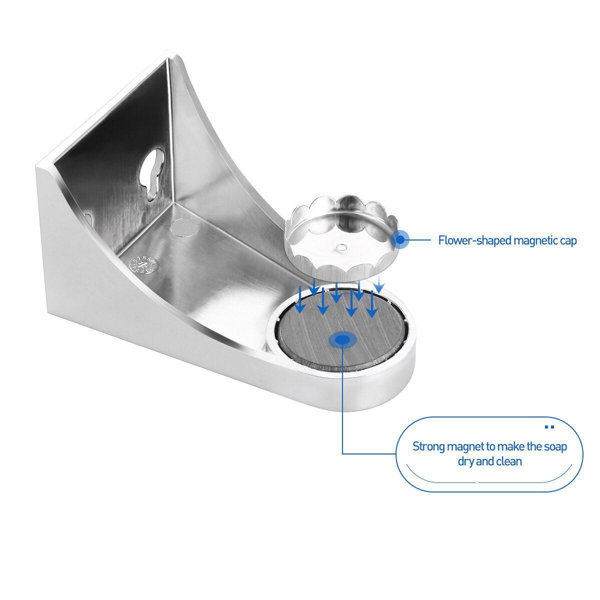 Household Bathroom Silver Magnetic Soap Holder Container Dispenser Wall Attachment Adhesion Soap Dishe for Bathroom Accessories