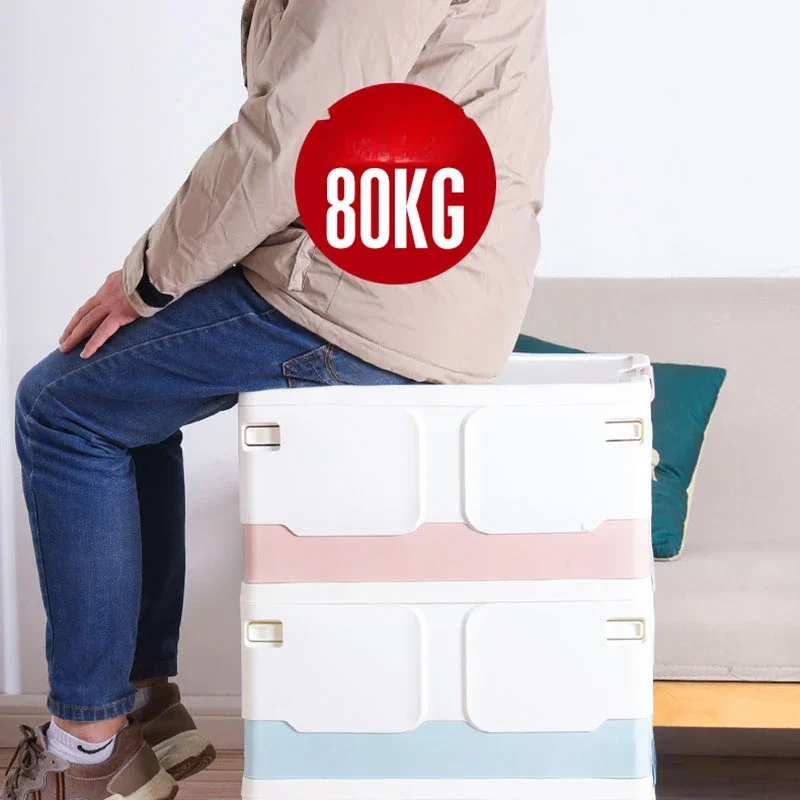 Caja de almacenamiento plegable para ahorrar espacio, juguete para aperitivos, contenedor organizador multifuncional con tapa, cajas de plástico de alta capacidad a prueba de polvo