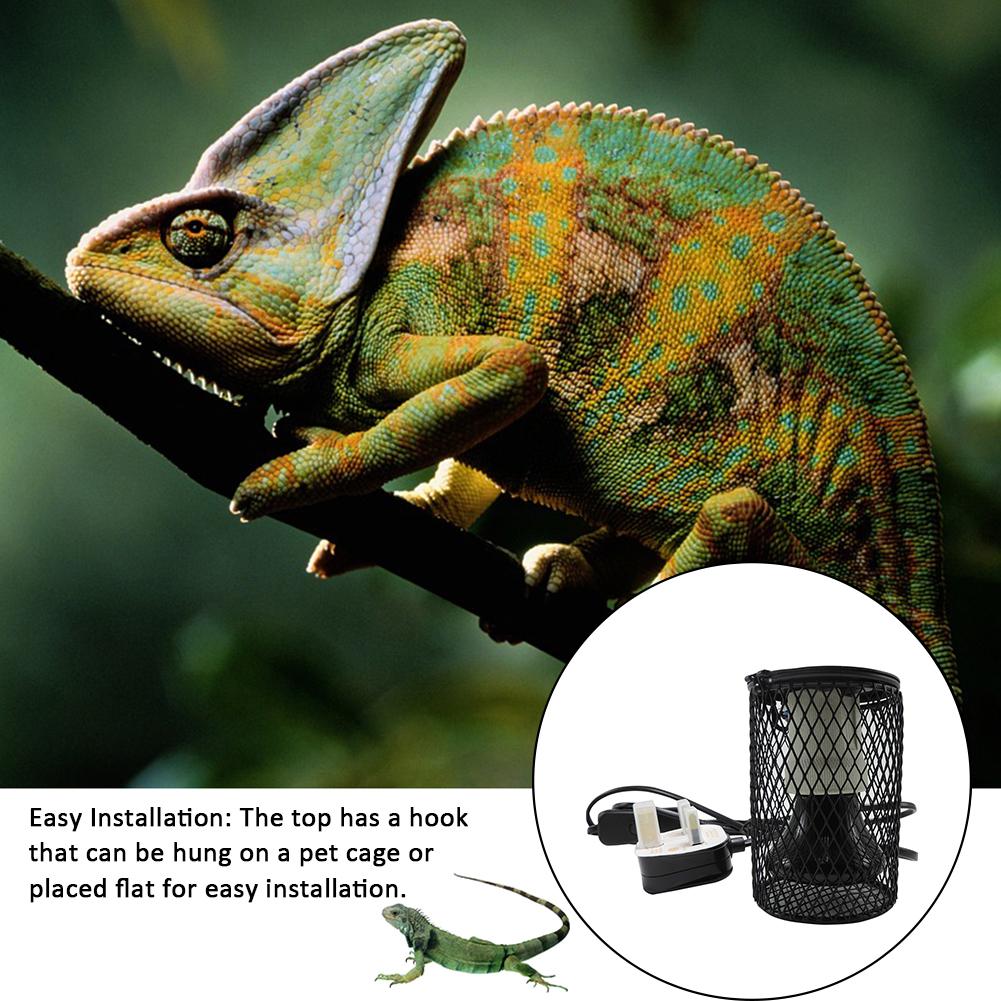 Lamp Ceramic Heating Lamp Heater Reptile Heater Guard Heating Bulb Lamp Enclosure Cage Protector Metal Mesh