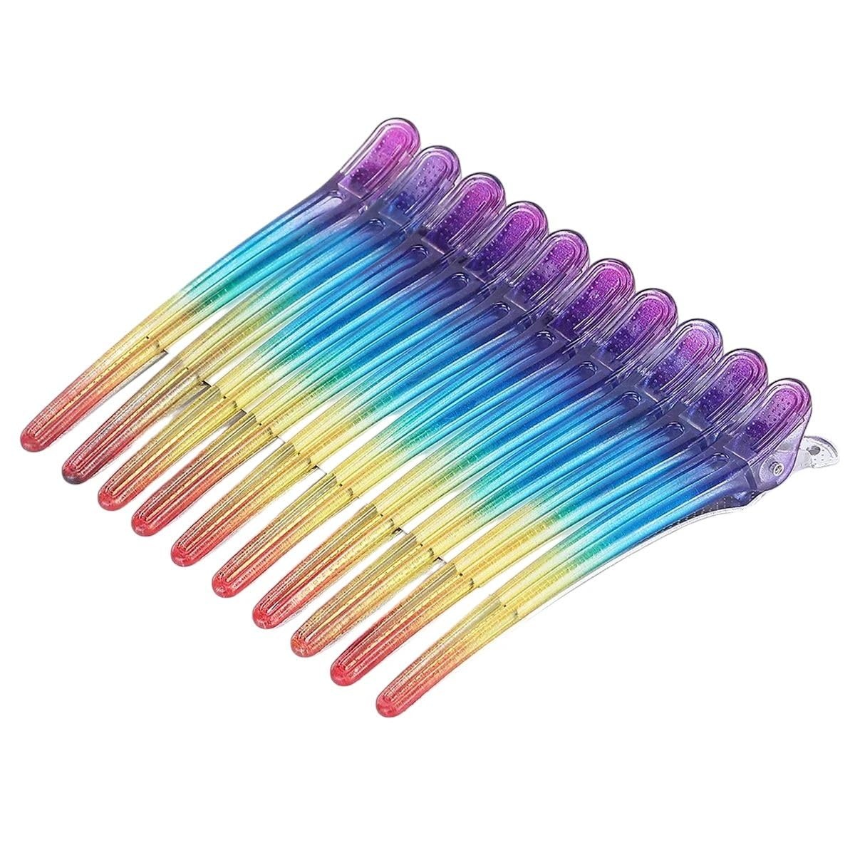 Juego de 10 Uds de pinzas para el pelo de peluquero, pinzas de plástico para salón de peluquería, herramientas profesionales para seccionar el cabello, accesorios de estilismo ﻿: Negro